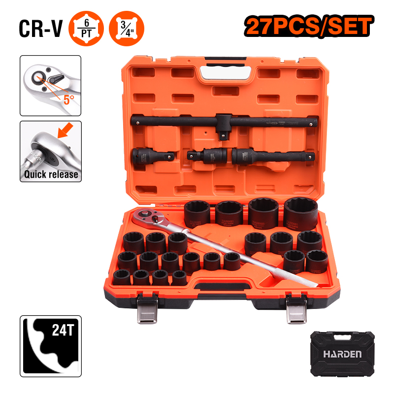 Socket Set - HARDEN 27 buah Set Soket dengan